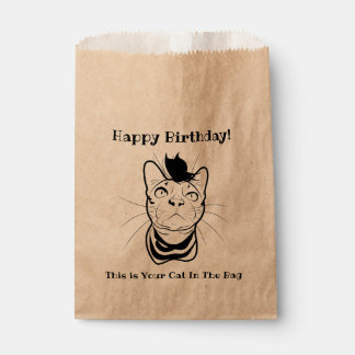 LIne Art Funny Cat In The Bag Personalised