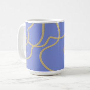 Line Art: Gold on Blue Coffee Mug