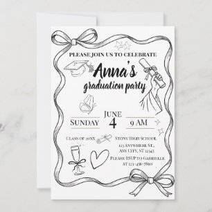Line Art Graduation Invitation & QR Code