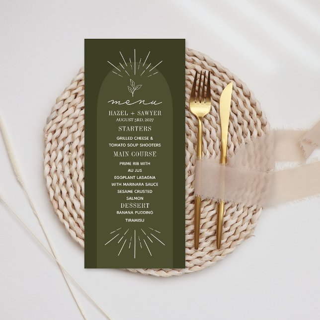 Line Art Green Botanical Wedding Menu (Creator Uploaded)