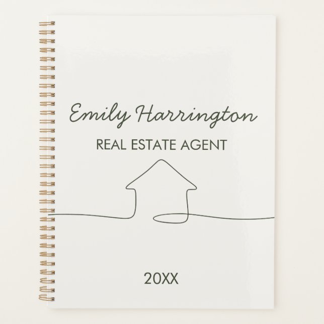 Line Art Green Real Estate Agent Planner (Front)