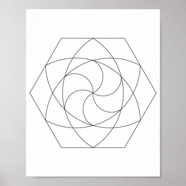Line Art Hex Grid Poster (Front)