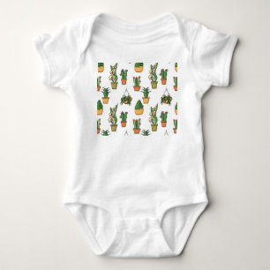 Line Art Houseplants: Vintage Seamless Baby Bodysuit