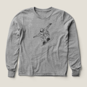 line art illustration of a snowboarder
