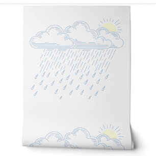Line Art Illustration of Rain and Sunshine Wallpaper