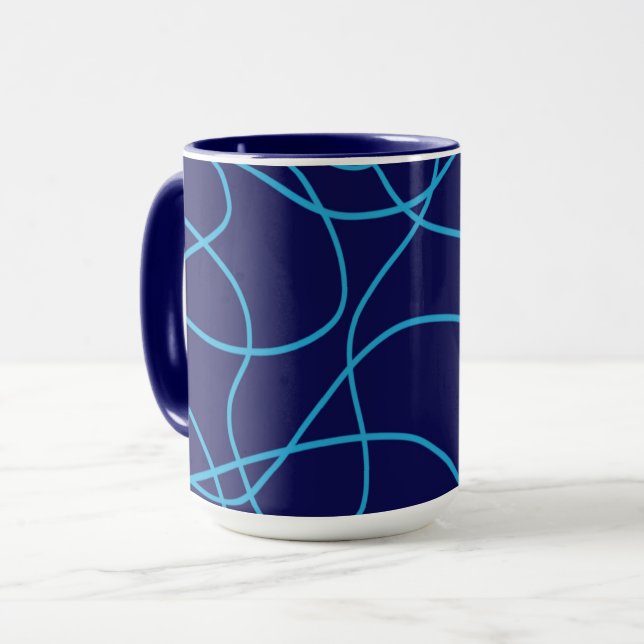 Line Art in Contrasting Blues Mug (Front Left)