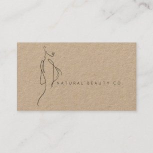 Line Art Ink Modern Womens Female Natural KRAFT Appointment Card
