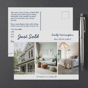 Line Art Just Sold Navy Real Estate Agent Postcard
