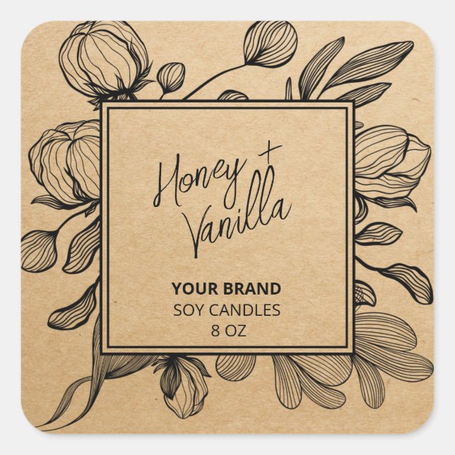 Line Art Kraft Soy Candle Labels (Front)