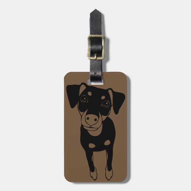 LINE ART Min Pin Luggage Tag (Front Vertical)