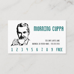Line Art Morning Cuppa Teal Loyalty Card