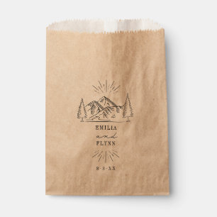 Line Art Mountains Wedding Save The Date Favour Ba Bags