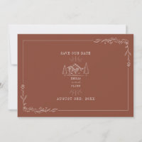 Line Art Mountains Wedding Terracotta
