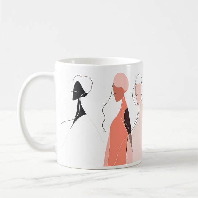 Line Art Of Women Coffee Mug (Left)
