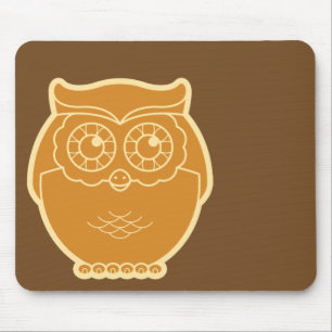 Line Art Owl Mousepad (brown background)