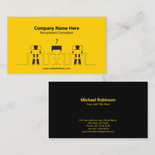Line Art People Working on Computers Yellow Business Card