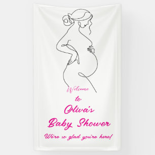 Line Art Pregnancy Minimalist Baby Shower Banner