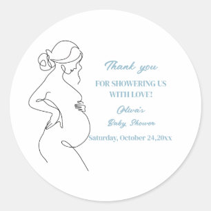 Line Art Pregnancy Minimalist  Classic Round Sticker