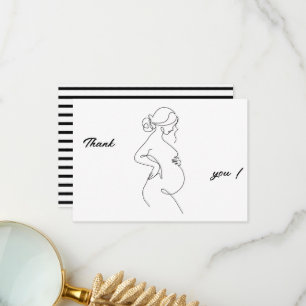 Line Art Pregnancy Minimalist Thank You Flat Card	 Card