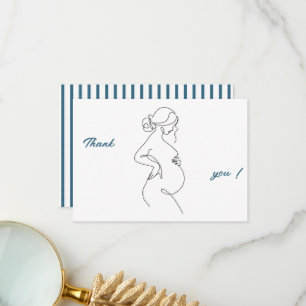 Line Art Pregnancy Minimalist Thank You Flat Card Card