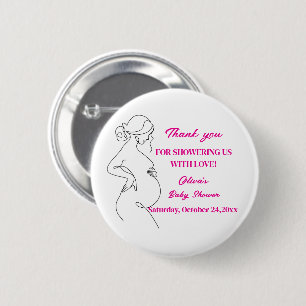 Line Art Pregnancy Silhouette Baby Shower Button