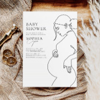 Line Art Pregnancy Simple Minimal Baby Shower