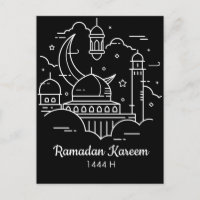 Line Art Ramadan Kareem - EID Mubarak Postcard