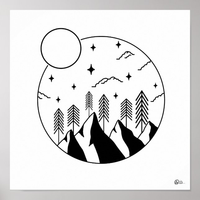 Line Art Scenery Poster (Front)