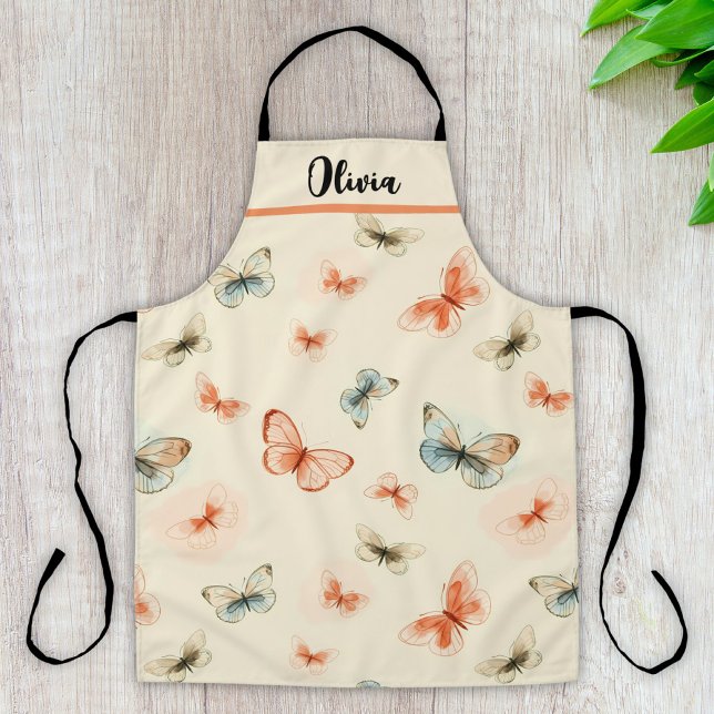 Line Art Stylish Butterflies Apron (Creator Uploaded)