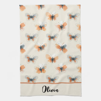 Line Art Stylish Butterflies Tea Towel