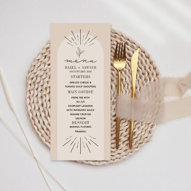 Line Art Tan Botanical Wedding Menu (Creator Uploaded)