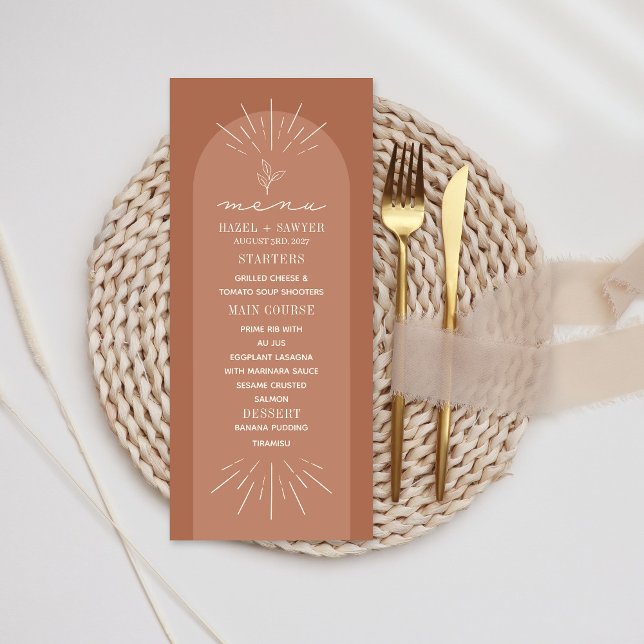 Line Art Terracotta Botanical Wedding Menu (Creator Uploaded)