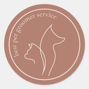 Line Art Terracotta Veterinary Pet Dog Cat Classic Round Sticker