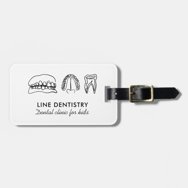 Line Art Tooth whitening dental clinic dentist Luggage Tag (Front Horizontal)