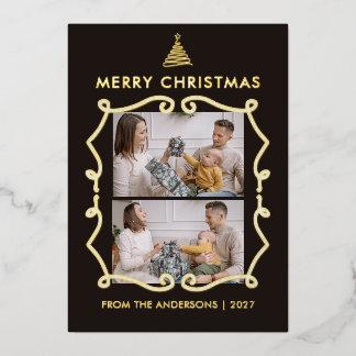 Line Art Tree Whimsical Frame 2 Photo Christmas