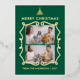 Line Art Tree Whimsical Frame 2 Photo Christmas
