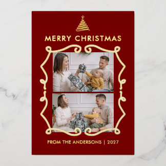Line Art Tree Whimsical Frame 2 Photo Christmas