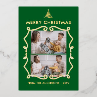 Line Art Tree Whimsical Frame 2 Photo Christmas