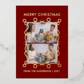 Line Art Tree Whimsical Frame 2 Photo Christmas