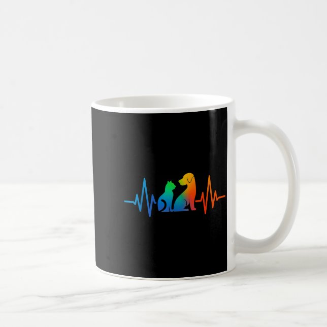 Line Art Veterinary Heartbeat Dog And Cat Lovers V Coffee Mug (Right)
