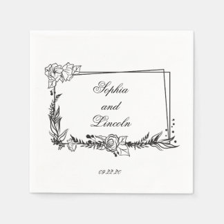 line art Wedding Floral  Napkin