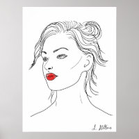 Line Art | Woman in Red Lipstick  
