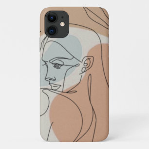 Line Art Woman On Orange & Green Background Case-Mate iPhone Case