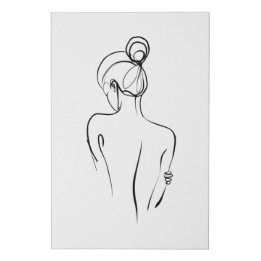 Line Art Woman's Back, Minimal Line Art, Simple Faux Canvas Print