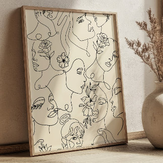 Line Art Women Illustrations Modern Minimalist  Poster