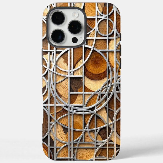 Line Art Woodgrain Case-Mate iPhone Case (Back)