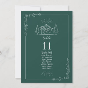 Line Art Woodland Mountain Table Number Chart