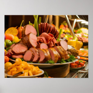 Line Catering Buffet Food in Restaurant Poster