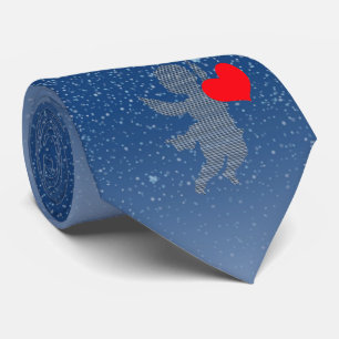line cupid shape and red heart, cupid silhouette tie