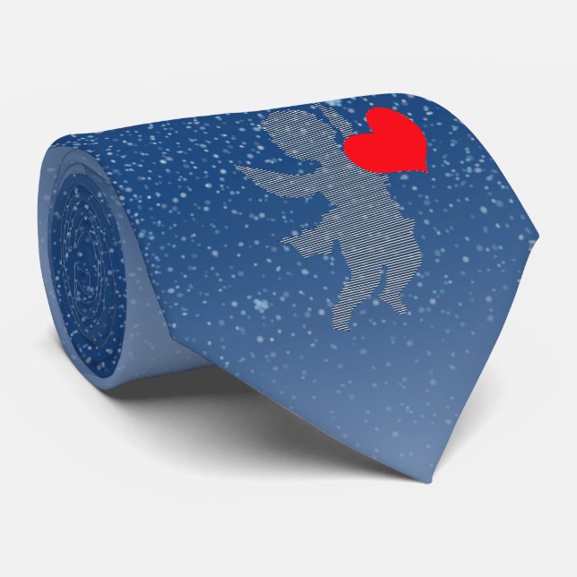 line cupid shape and red heart, cupid silhouette tie (Rolled)